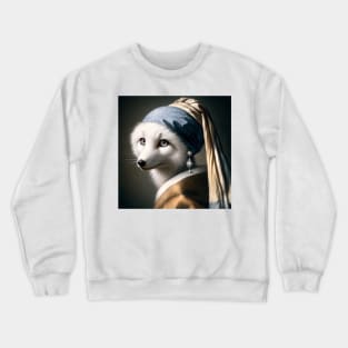 Wildlife Conservation - Pearl Earring Arctic Fox Meme Crewneck Sweatshirt